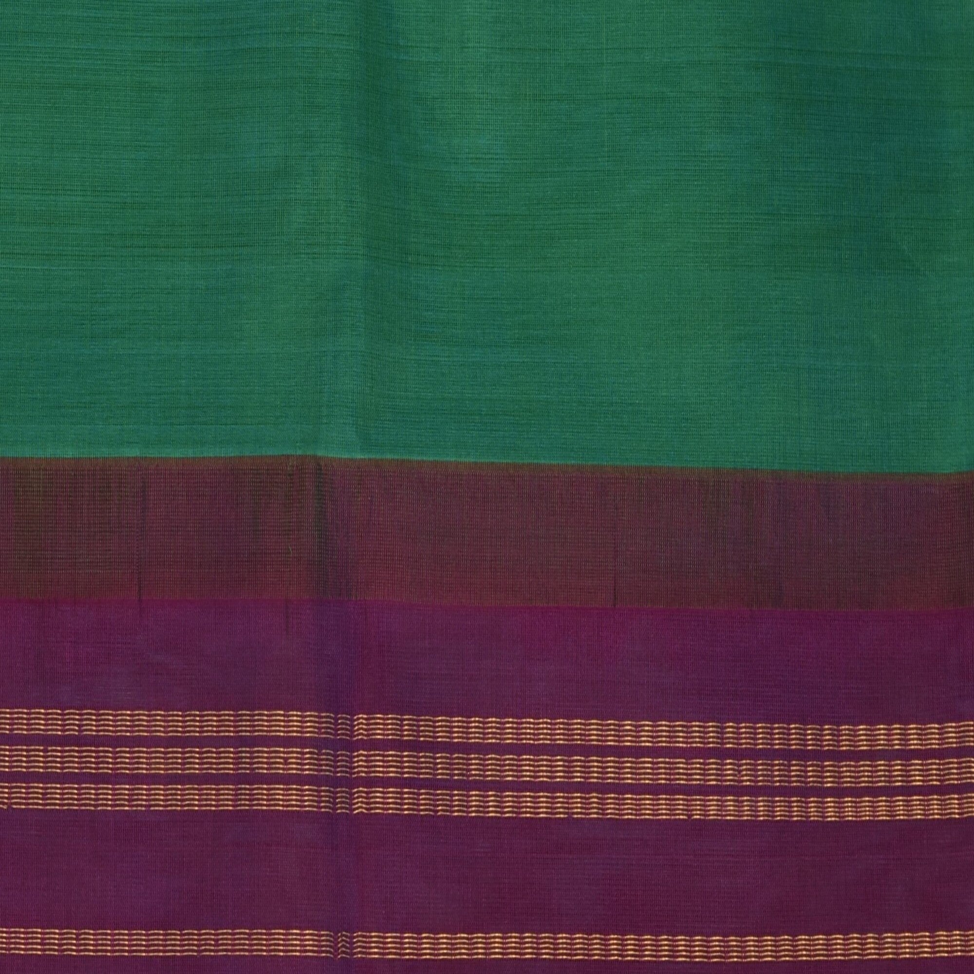silk cotton green saree with violet boarder