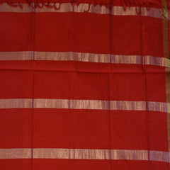 Silk cotton red saree with jari boarder