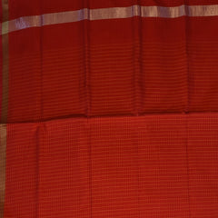 Silk cotton red saree with jari boarder
