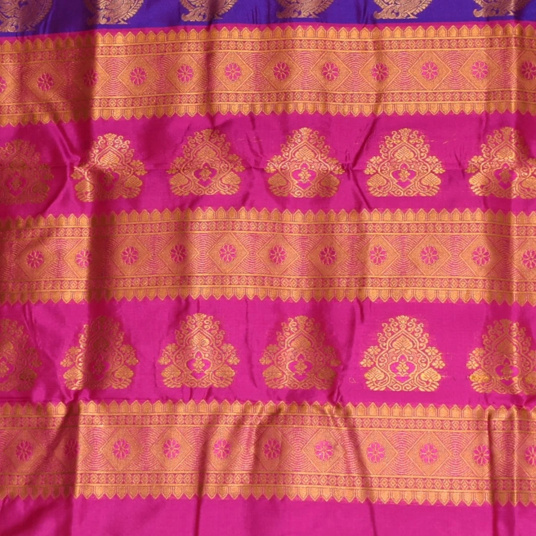 Ilkal Pure Silk Purple Saree With Zari Border