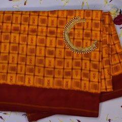 Pochampally ikkat Amber Saree with Blouse