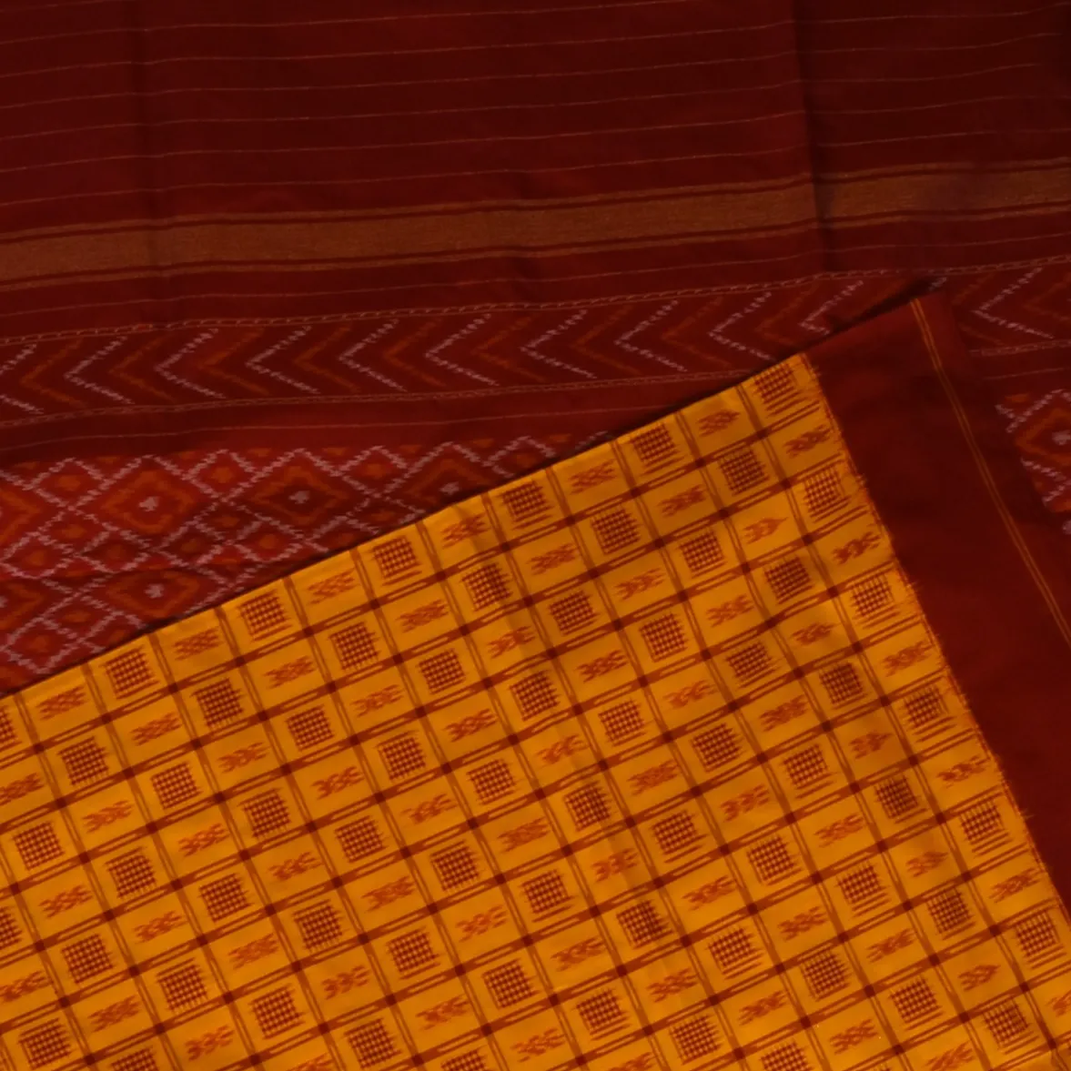 Pochampally ikkat Amber Saree with Blouse