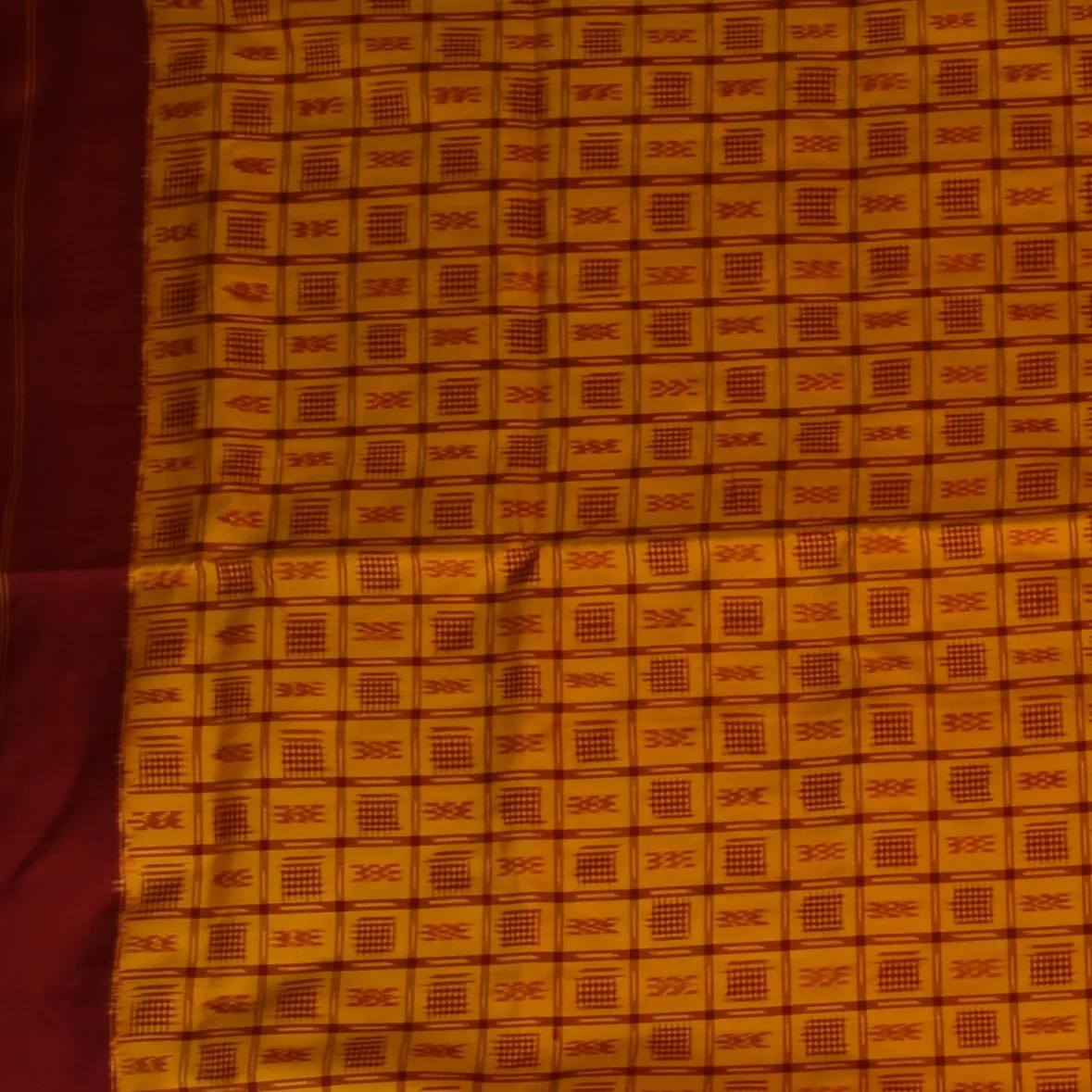 Pochampally ikkat Amber Saree with Blouse