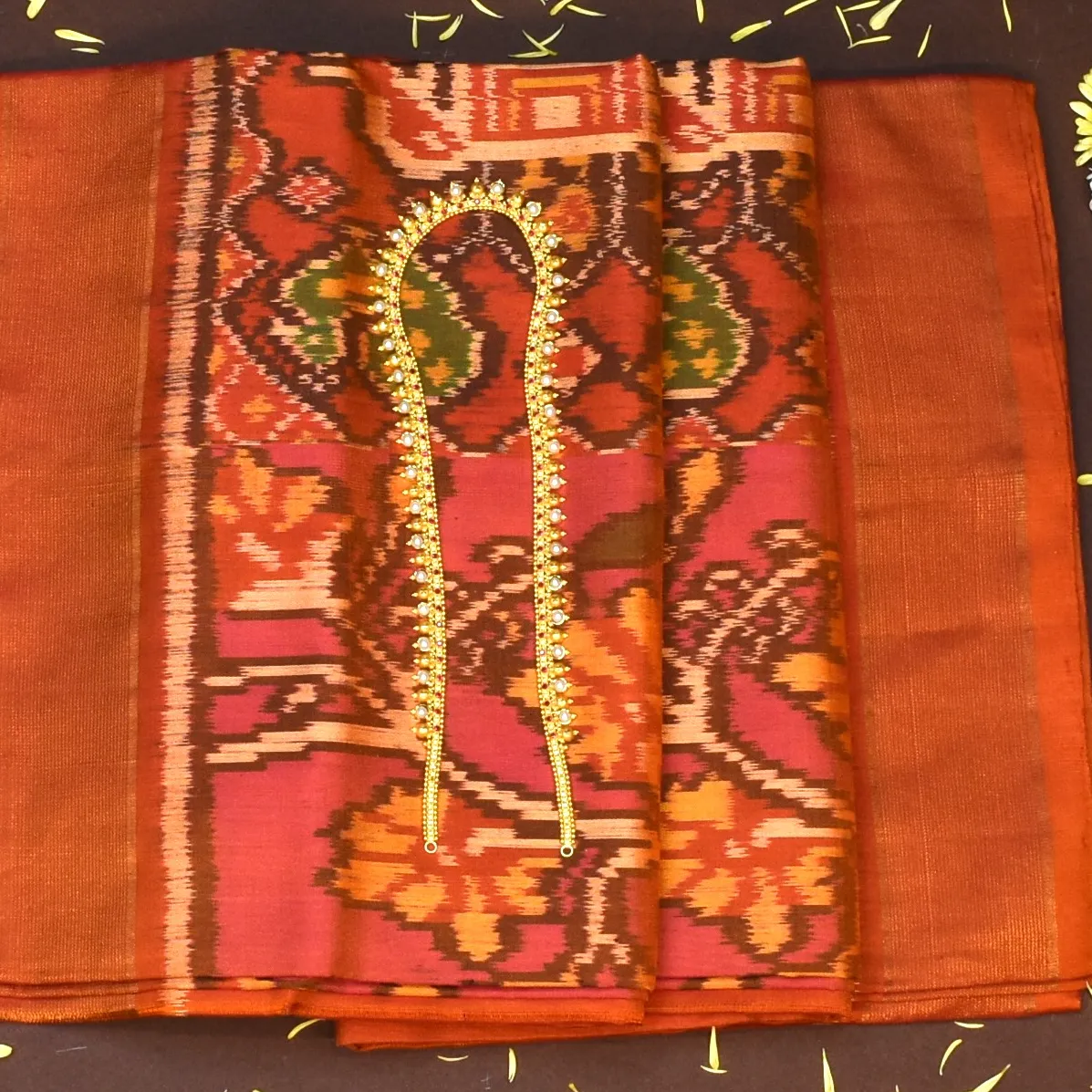 Rajkot Patola Burnt Sienna Saree with Blouse