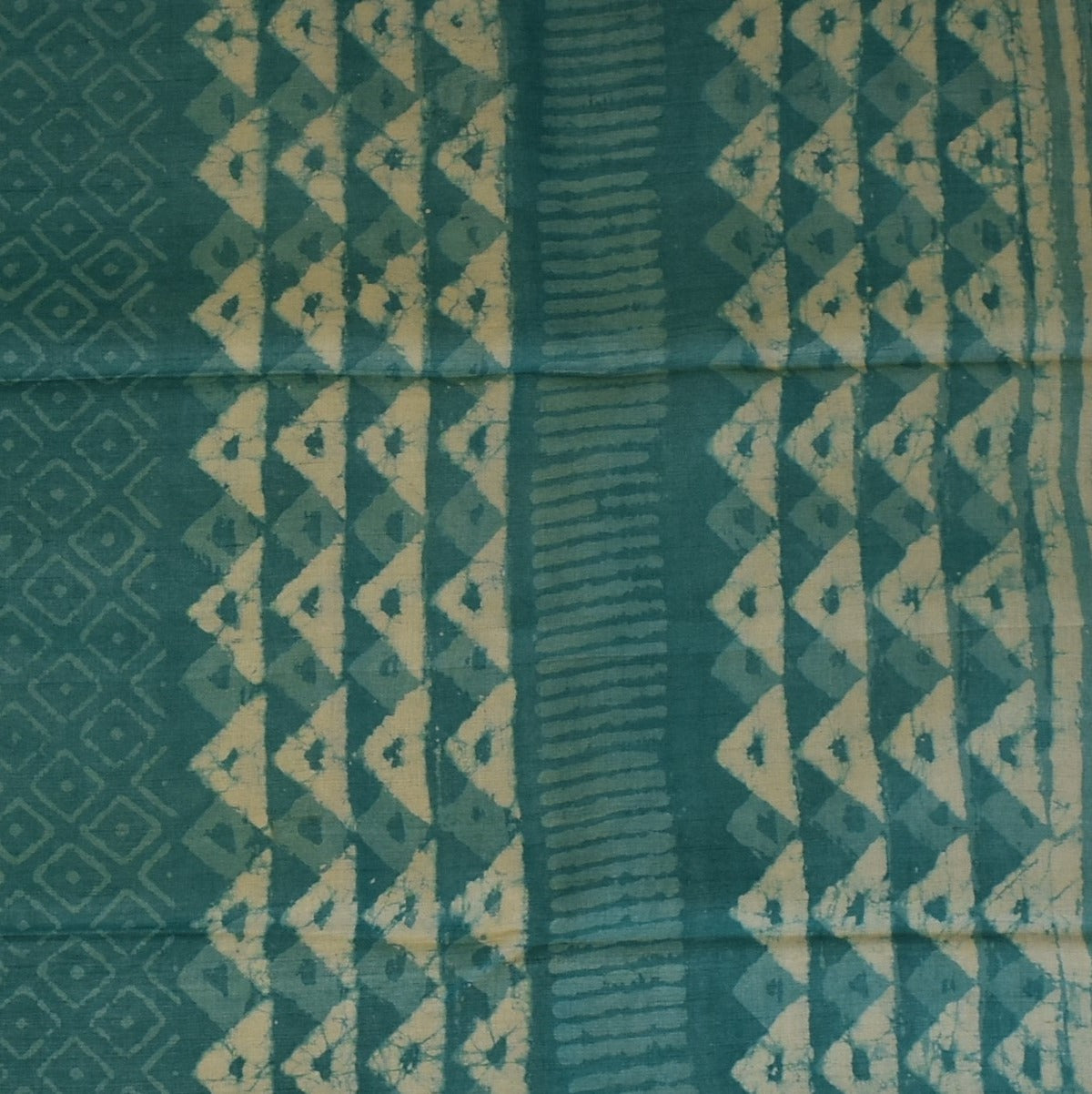 Tussar block print Teal Tide Saree with Blouse