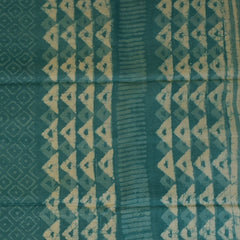 Tussar block print Teal Tide Saree with Blouse