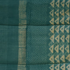 Tussar block print Teal Tide Saree with Blouse