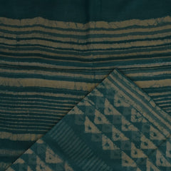 Tussar block print Teal Tide Saree with Blouse