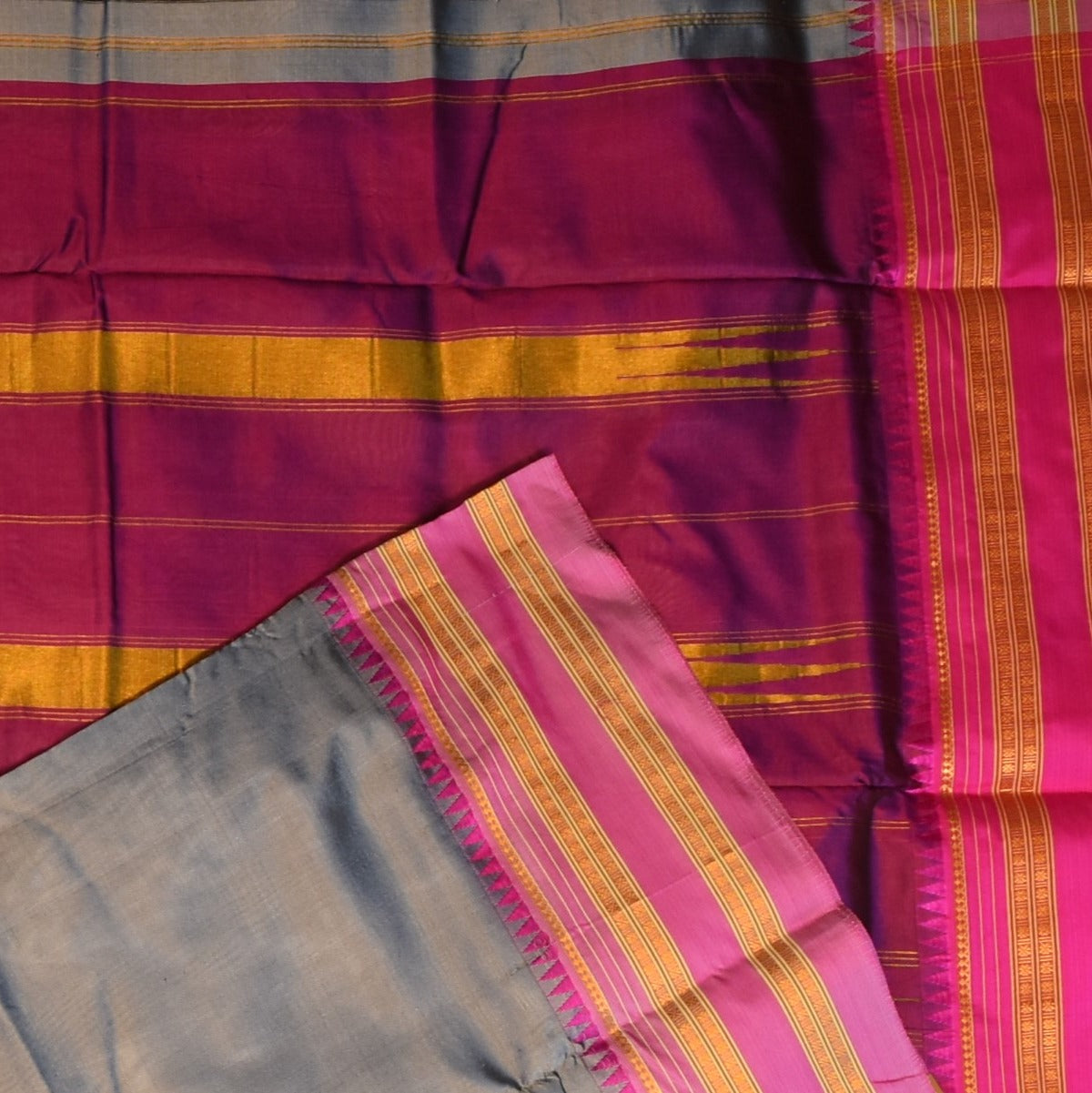 Ilkal Silk Dusty Plum Saree with Blouse