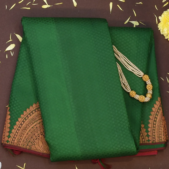 Kanchipuram Silk Moss Green Saree with Blouse