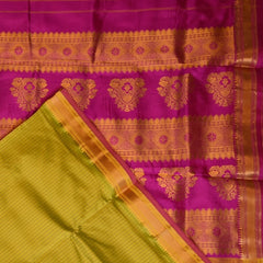 Ilkal Pure Silk Lime Green Saree With Zari Border