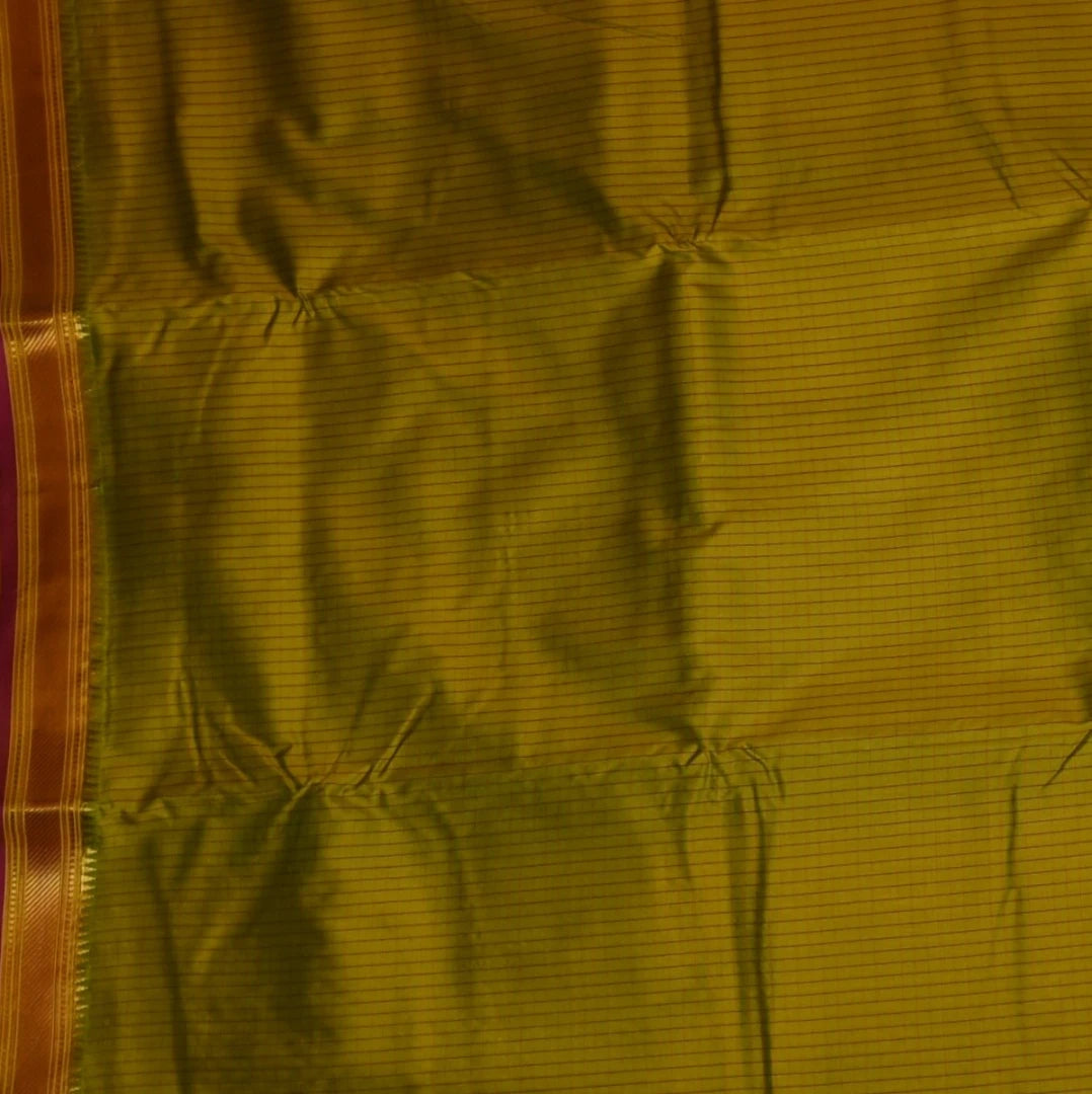 Ilkal Pure Silk Lime Green Saree With Zari Border