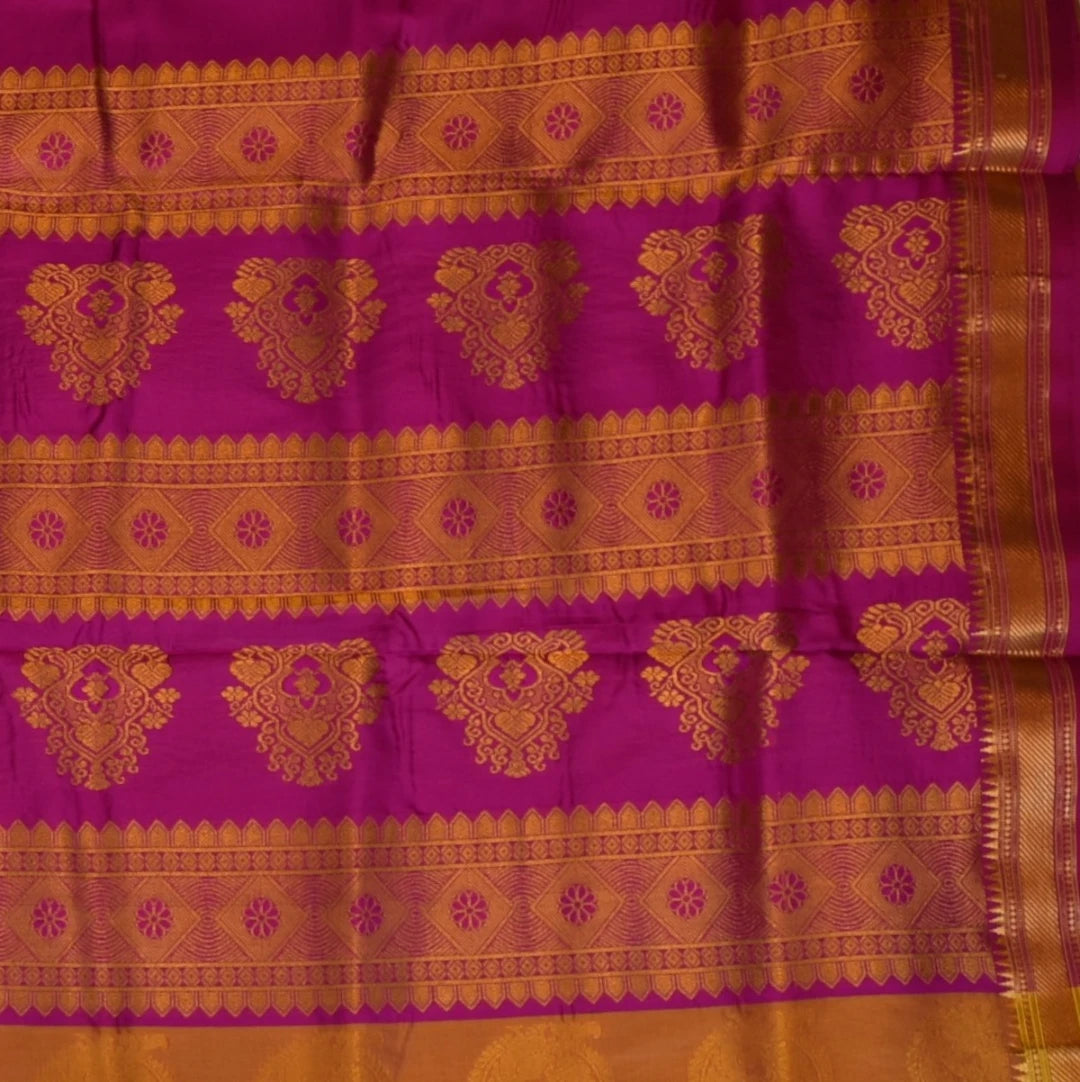 Ilkal Pure Silk Lime Green Saree With Zari Border