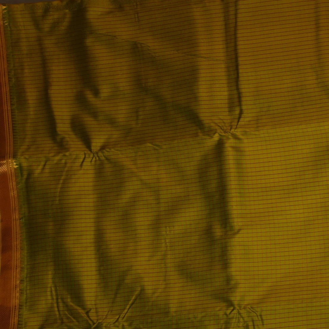 Ilkal Pure Silk Lime Green Saree With Zari Border