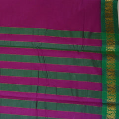 Ilkal Silk Coton Dark Pink Saree With Green Border