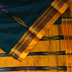 Ilkal Silk Cotton Green Saree With Yellow Border