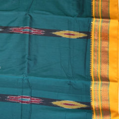 Ilkal Silk Cotton Green Saree With Yellow Border