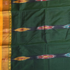 Ilkal Silk Cotton Green Saree With Yellow Border