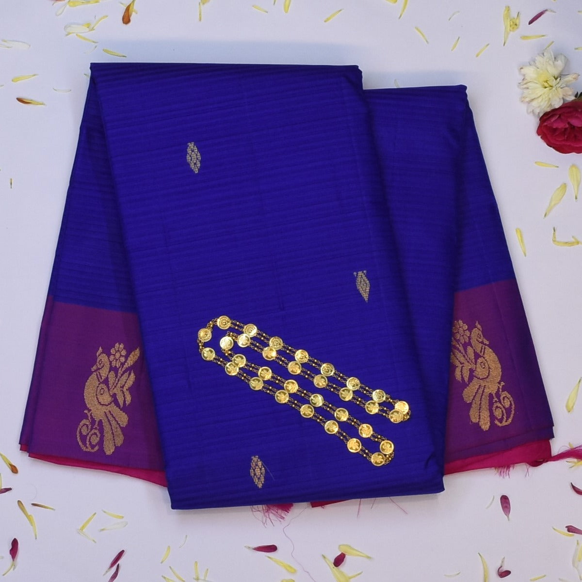 Kanchivaram silk Ocean Teal Saree with Blouse