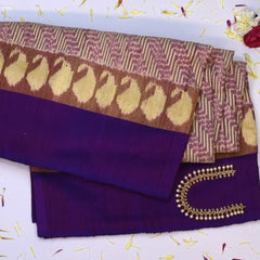 Pochampally ikkat Golden Sand Saree with Blouse