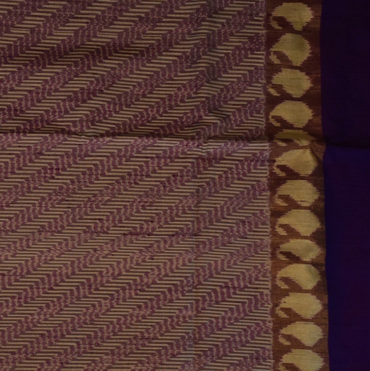 Pochampally ikkat Golden Sand Saree with Blouse