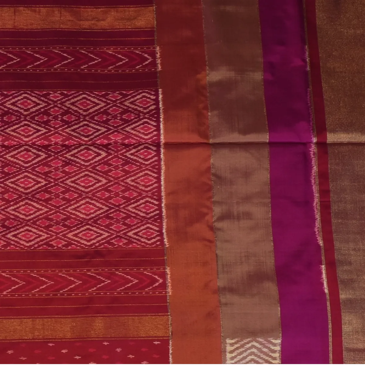 Pochampally ikkat Clay Brown Saree with Blouse