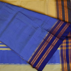 Ilkal Silk Cotton Magnolia Saree With Blue Grey Border