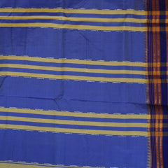 Ilkal Silk Cotton Magnolia Saree With Blue Grey Border