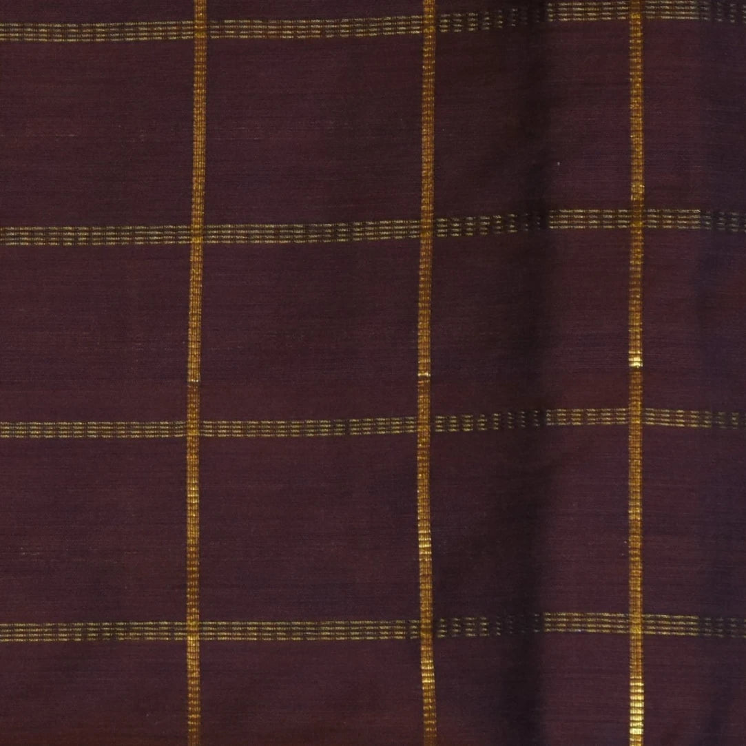 Ilkal Silk Cotton Brown Saree With Yellow Border