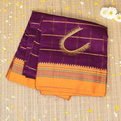 Ilkal Silk Cotton Magenta Saree With Mustard Border