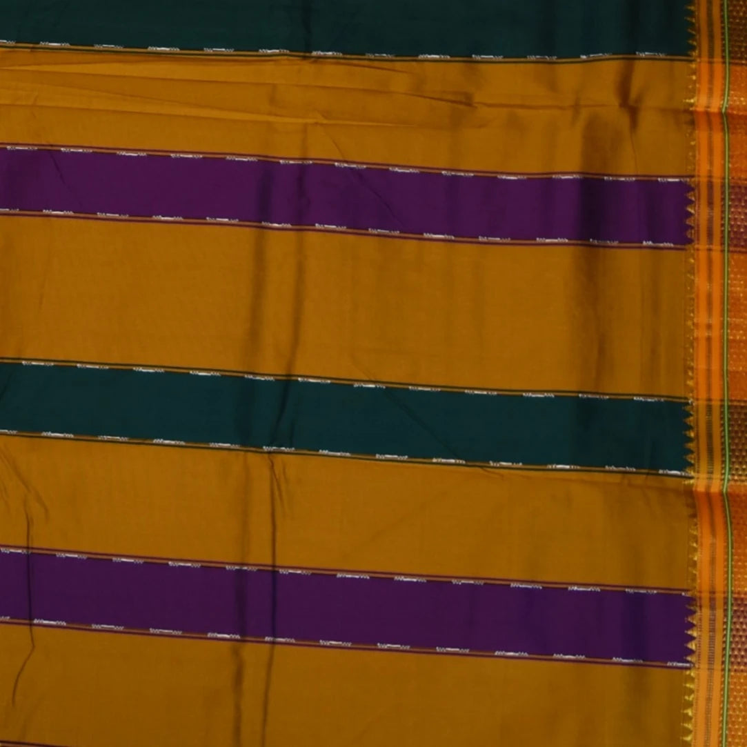 Ilkal Silk Cotton Magenta Saree With Mustard Border