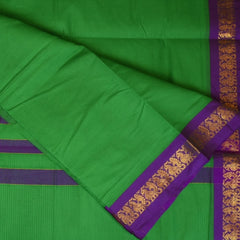 Ilkal Silk Cotton Green Saree With Purple Border
