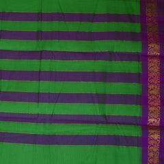 Ilkal Silk Cotton Green Saree With Purple Border
