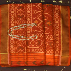 Pochampally ikkat Poppy Red Saree with Blouse