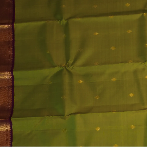 Kanchipuram Silk Olive Green Saree with Blouse