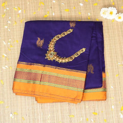 Ilkal Coton Silk Purple And Yellow Border