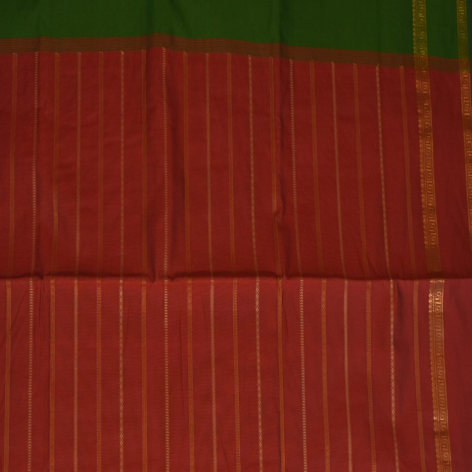 Semi cotton Red saree with gap boarder