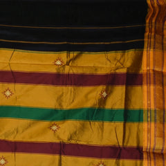 Ilkal Coton Silk Kasuti Dark Green Sasree With Mustard Border
