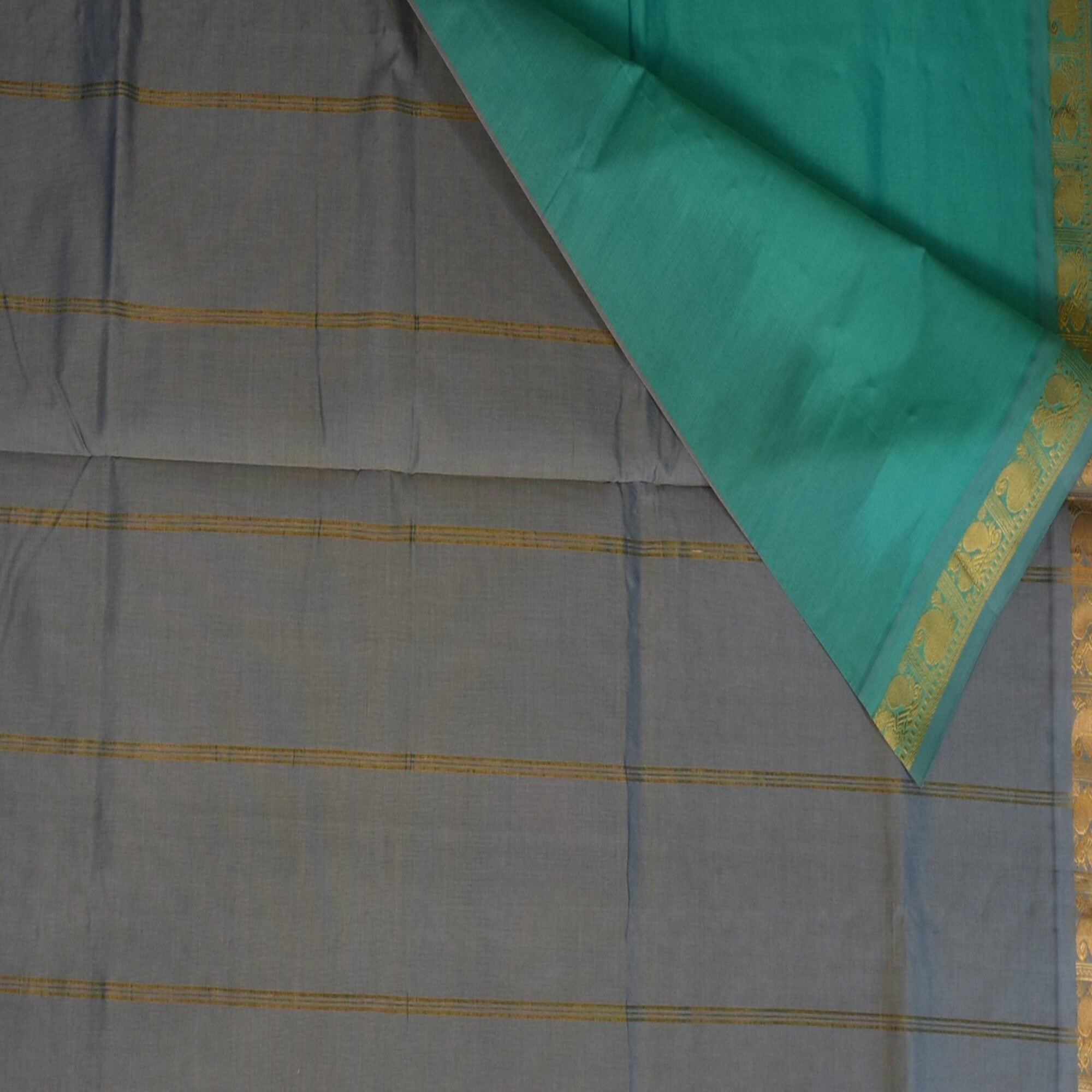 Semi Cotton Radium green saree with jari boarder