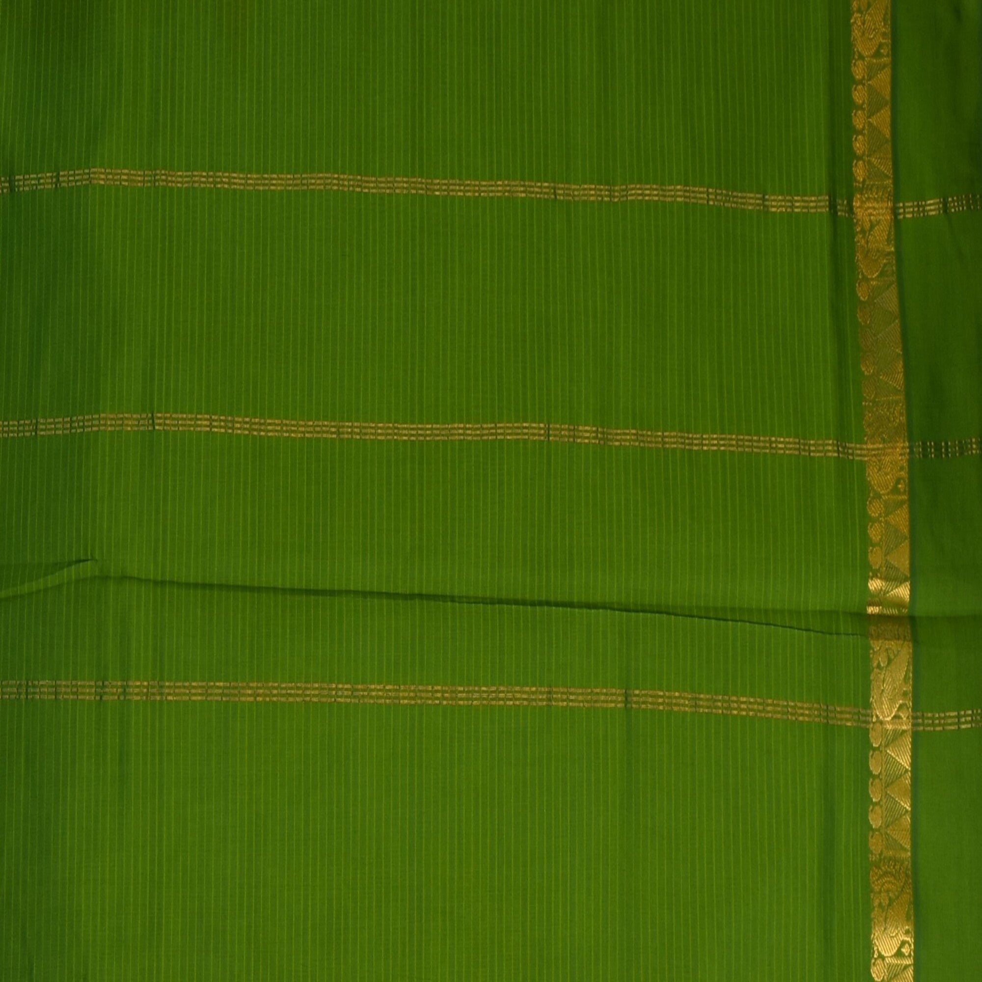 semi cotton short green saree with green boarder