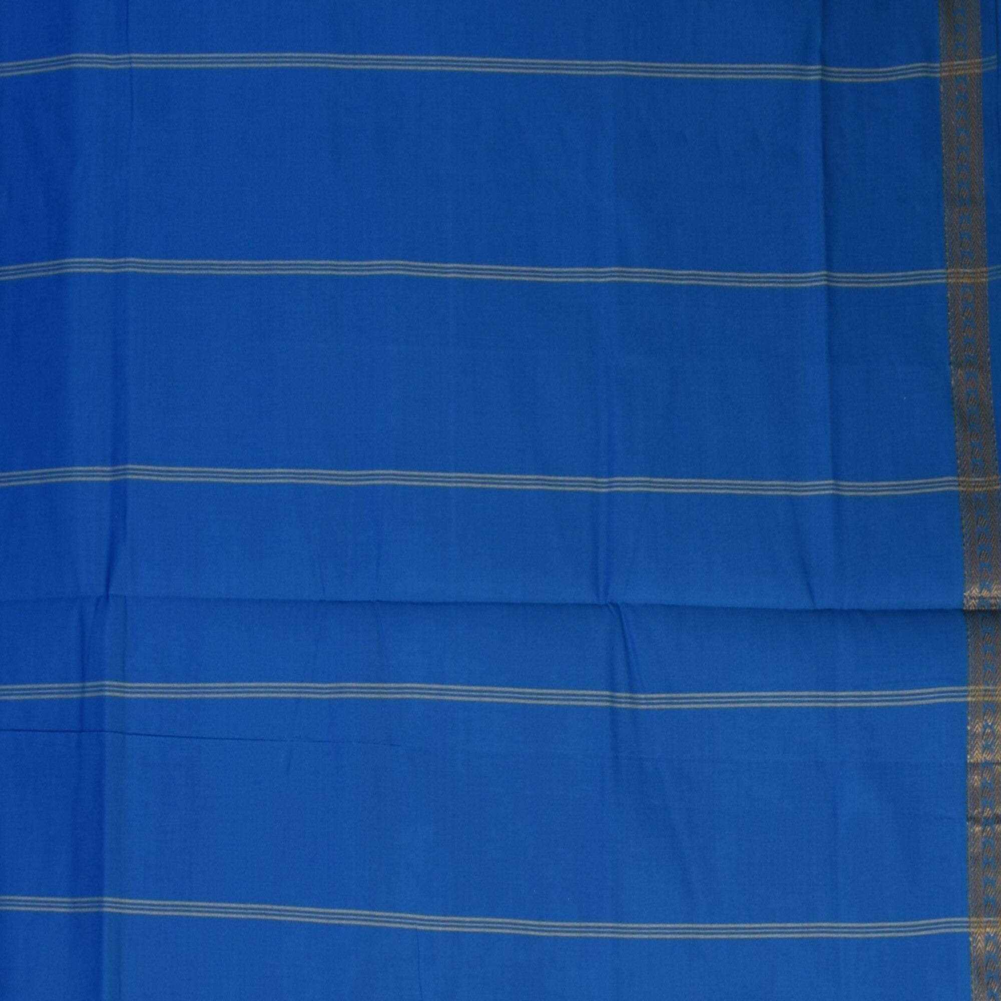 semi cotton beige saree with blue boarder