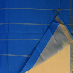 semi cotton beige saree with blue boarder