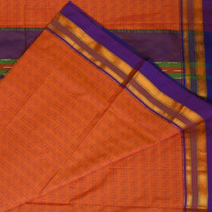 Ilkal Cotton Silk Orange Saree With Purple Border