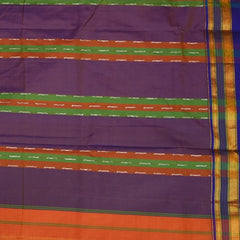 Ilkal Cotton Silk Orange Saree With Purple Border