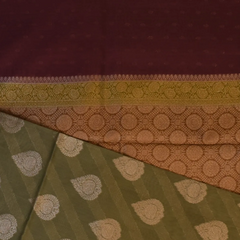 Banarasi Rangkat Cotton Olive Brown Saree with Blouse