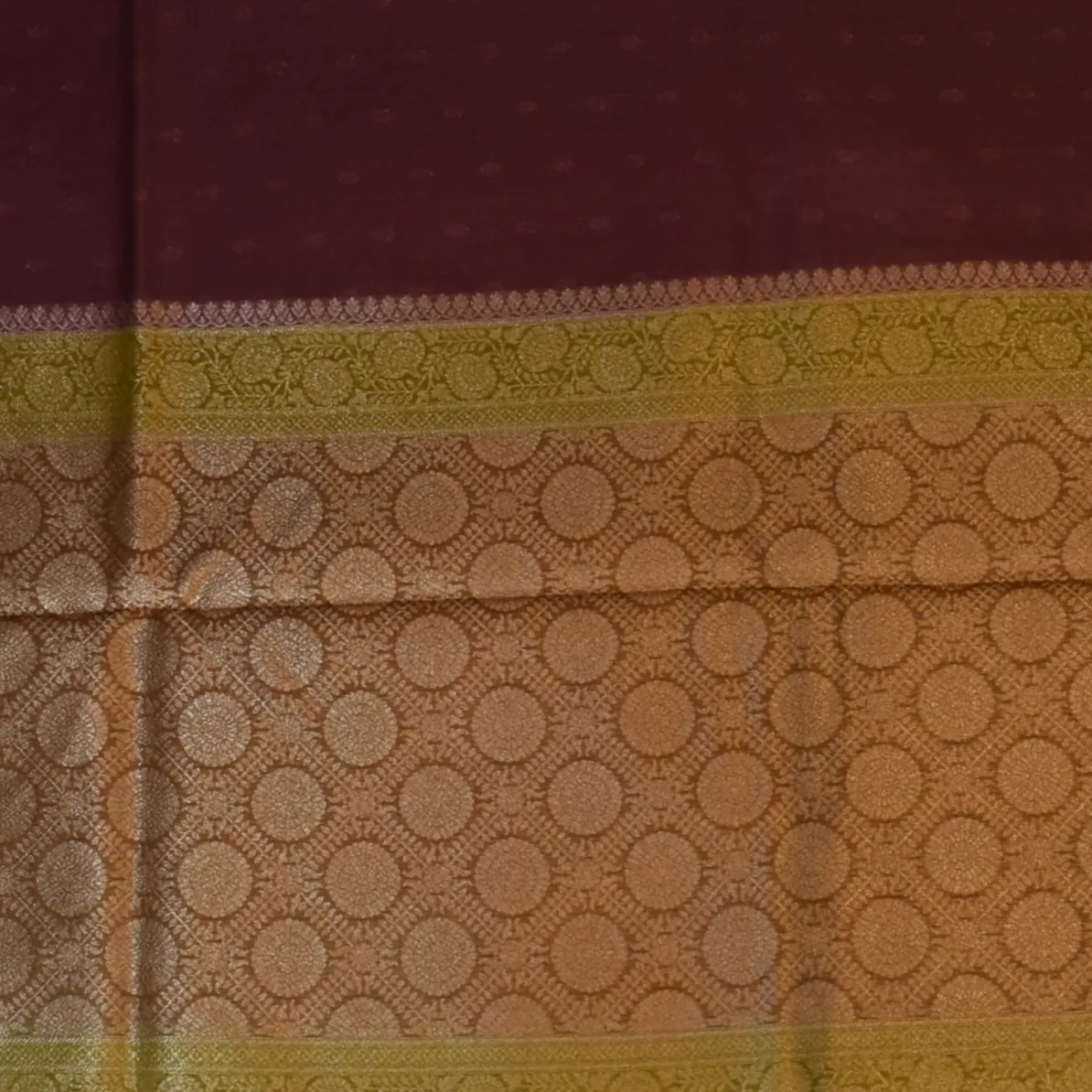 Banarasi Rangkat Cotton Olive Brown Saree with Blouse