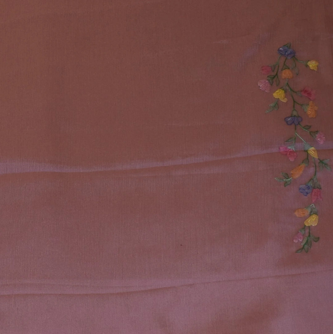 Earthy Russet Georgette Saree with Contemporary Charm