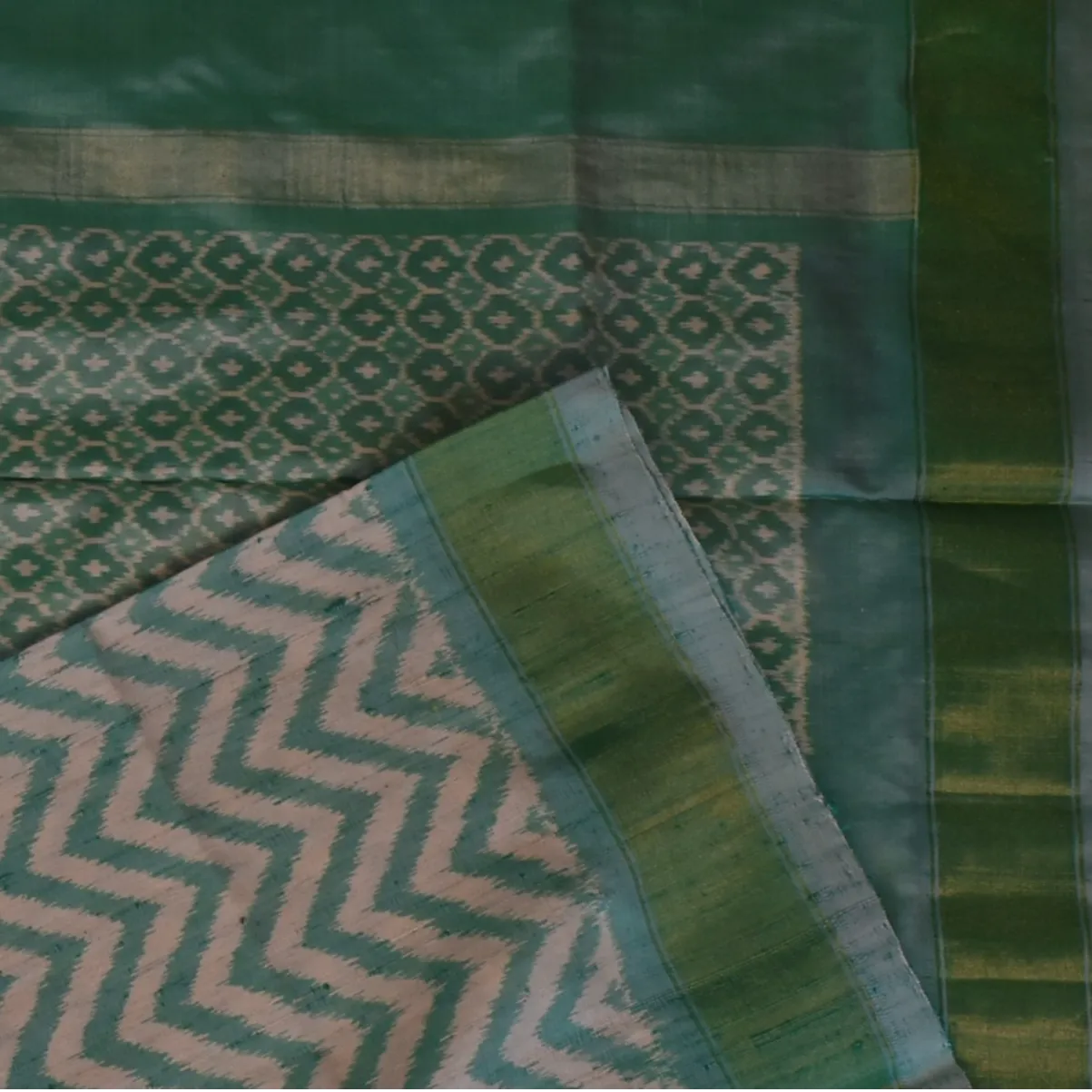 Pochampally ikkat Sea Green Saree with Blouse