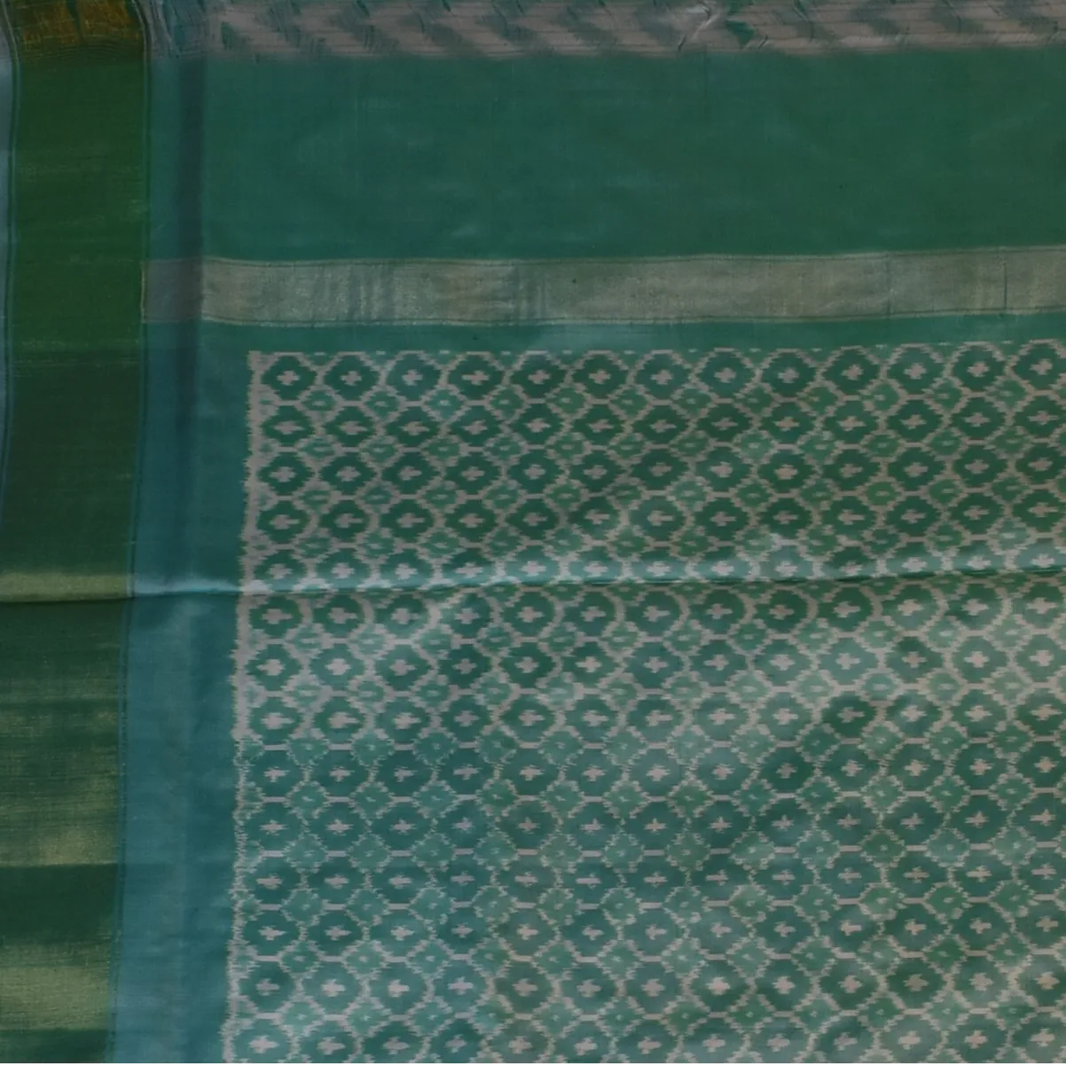 Pochampally ikkat Sea Green Saree with Blouse