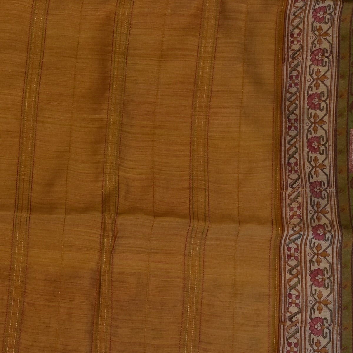 Tussar Silk Golden Brown Saree with Blouse